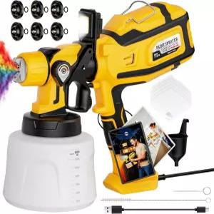 집 페인트용 분무기 47온스(1400ml)가 포함된 1000W 구리 노즐 6개 0.5~2.5mm LED 조명 조절 가능한 흐름