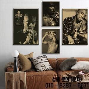 힙합 가수 투팩 레트로 포스터 2PAC 크래프트 종이 인쇄 그림 빈티지 홈 룸 카페 바 클럽 아트 벽 장식