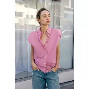 ZARA 자라 벌룬 슬리브 셔츠 - 로즈핑크 화이트 3952242