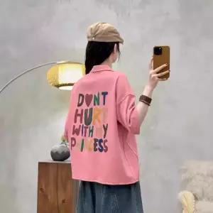 밴널스샵 여성용 라운드넥티 와펜 반팔 티셔츠 여름용 반오픈 터틀넥 풀오버 솔리드 톱 HO2