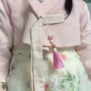 꿀이맘투 전통 노리개 핑크 한복뒤꽂이 전통노리개