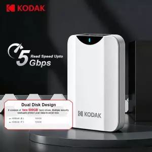 코닥 P232 듀얼 500GB 베이 휴대용 외장 하드 드라이브 5Gbps 1T USB3.0 2.5인치 PHDD PC PS5 노트북 데스