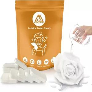 UTOUR 10PCS 압축 타월 재사용 가능한 화장지 정제 동전 티슈 캠핑 물티슈 홈 뷰티 및 야외 하이킹을 위한