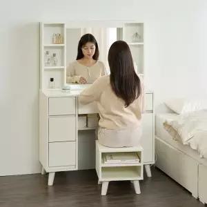 파로마 티아나 LED조명 수납화장대 (스툴포함)