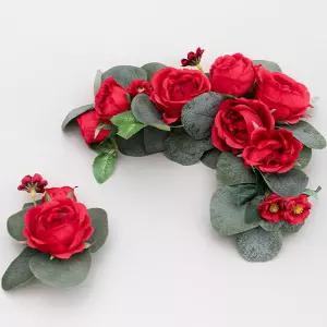 장미 성묘 리스 조화 꽃 파스텔로즈 ㄱ자 20cm (2pcs) 납골당 산소 봉안당 추모 장식 꾸미기