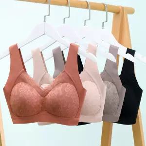 [5매입] 노와이어 빅사이즈 심리스 레이스 매치 브라 패키지