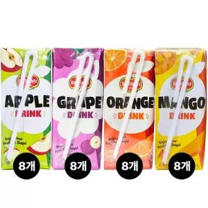 델몬트 드링크팩 4종 190ml x 32팩 포도8망고8사과8오렌지8