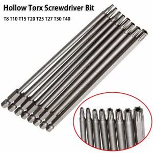 별렌치 엑스트라 롱 Torx 스크루 드라이버 비트 마그네틱 보안 변조 방지 스타 전기 드릴 육각 섕크 T8 T15 T20 T25 T27 T30 T40 20cm