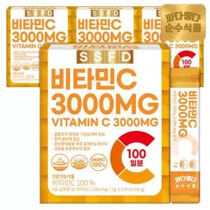 순수식품 비타민C 100% 3000mg 4박스(400포) 실속형 / 비타민씨 건강기능식품 분말 스틱 파우더