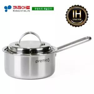 [퀸센스]키친아트 프리미오3(IH) 통삼중(3PLY)냄비 16CM편수
