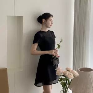 (국내제작)(2기장/브랜드퀄리티) 올리비아 오간자 시스루 하트넥 쉬폰 반팔 플레어 롱 원피스 op15973