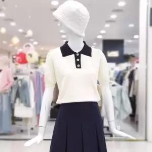 abfz sh06 배색 카라넥 버튼 반팔 니트  SLBNZ2W31D