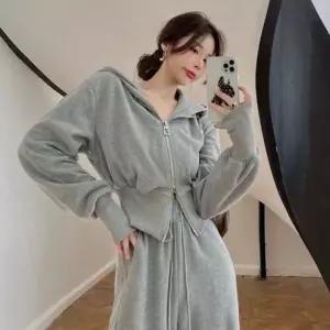 ONM 여성 트레이닝 투피스 크롭 후드 와이드 팬츠세트