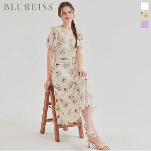 [블루레이스] 프릴 포인트 페미닌 쉬폰 롱 원피스_B5M1OP3321