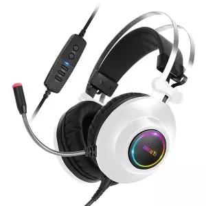 앱코 HACKER N550 ENC (화이트) 가상 7.1 RGB 진동 노이즈 캔슬링 마이크 3D 초경량 헤드셋
