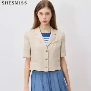SHESMISS)] 우아한 썸머 린넨 크롭 반팔 자켓 택가격 278000원)