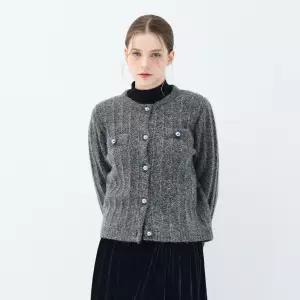 캐시미어 블렌드 트위드 애스터 가디건 (UFKKCA45JN-CHARCOAL)