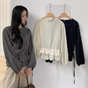 [모어렌] [MADE] 시티안 레이어드 라운드 블라우스 [tbs0499]