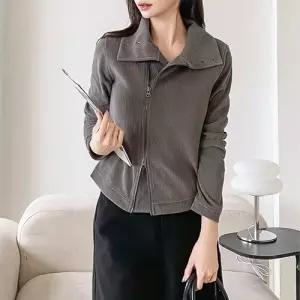 더블 집업 레이어드 카라 자켓