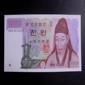 한국은행 1983년 2차 천원 준미사용 지폐 빠른번호 00포인트(0012661)