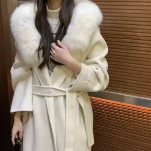 [제이0](리얼폭스)후드퍼 핸드메이드 울 긴팔 코트