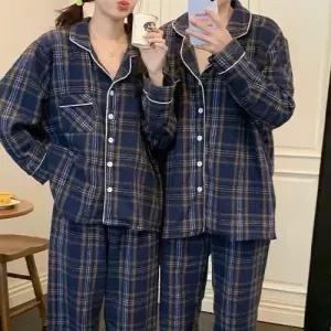 [제이0]1+1 웜 체크 커플 수면 잠옷 파자마 세트