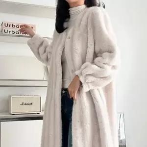 [제이0]인조 에코 밍크 물결 롱 코트