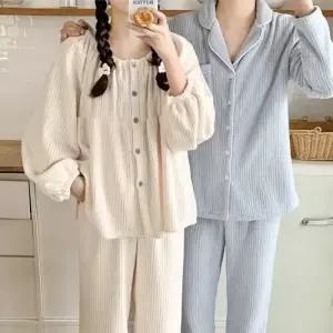 [제이0]1+1 심플 커플 긴팔 수면 잠옷 파자마 세트