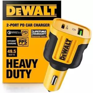 DEWALT 튼튼한 USB + C 차량용 충전기 어댑터, 49.5W 담배 라이터 USBA 충전기, PD 자동차 충전 어댑터 PPS