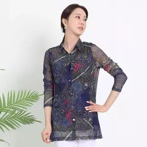 [블라우스 자켓] [55-100] 자카드 메시 롱 앙상블