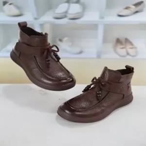 기모안감 소가죽 리본장식 앵클 부츠 4cm BLMD500945