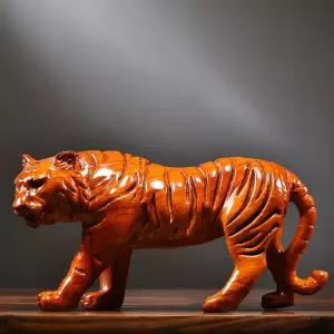 호랑이조각상 단단한 나무 호랑이모형 로즈(1) 15cm 실내
