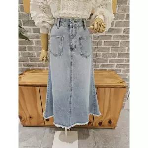 [레코브](광주신세계)밑단데끼 데님 스커트 (LC31F5DS507X)