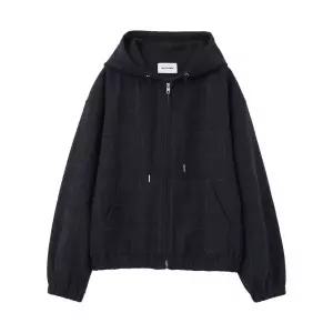 [정품] MILLO WOMEN Over Fit Check Hoodie Jacket Indigo 블랙 밀로 우먼 오버 핏 체크 후디 자켓 인디고
