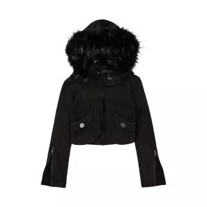 [정품] (W) bon옌키옌키 IENKIye Distressed Seam Fur Hood Zip-Up Washed 블랙 보니앤키예 디스트레스드