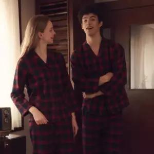 솔브(정상) 겉기모 따듯한 면100 체크 여성남성 커플 파자마 세트[SPA2433WM]K SPA2433WMT