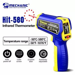 자동온도조절기 MECHANIC 밀 비접촉 산업용 디지털 온도계 -50°C~580°C 13포인트 적외선 레이저 타겟팅 L