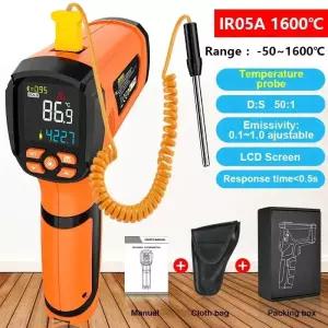온습도계 -50 ° C~1600 C K형 프로브 비접촉 적외선 온도계 고온 측정기 레이저 고온계 방사율 IR05A