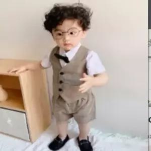 팜므 아동 정장 여름 싱글 브레스트 조끼 반바지 정장세트설날
