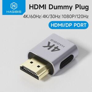 하기비스 4K HDMI 더미 플러그 디스플레이포트 EDID 에뮬레이터 헤드리스 어댑터 가상 디스플레이 4K@60Hz 2K@60Hz 1080P@120Hz