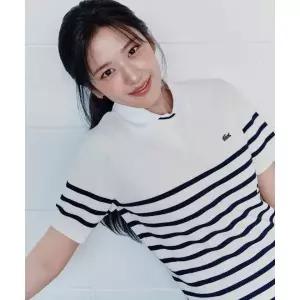 라코스테 LACOSTE 안유진 여성 스트라이프 반팔 스웨터 AF415E-56G 70V AF415E-56G70