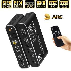 2x1 eARC 오디오 추출기 및 광학 Toslink 4K 60Hz HDMI 호환 2.0 스위치 apple 호환 TV 플스호환용 스위처
