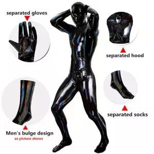 남성 한 PVC 가죽 Catsuit 라텍스 Zentai 꽉 점프 슈트 지퍼 젖은 모양의 바디 폴 댄스