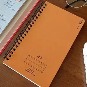 [문구/오피스] 노트 오렌지 유선 내지 6색 공책 2P 스프링 103x182mm