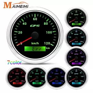 범용 85MM GPS 속도계 게이지 7 색 LED 백라이트 오토바이 해양 보트 트럭 60 Kmh 200 Kmh 속도 게이지 미