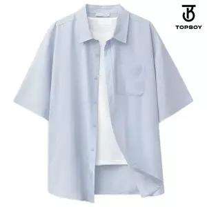 [탑보이] 솔리드 링클프리 오버핏 스판 반팔셔츠 (TC038)