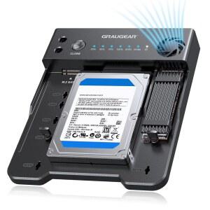 GRAUGEAR SATA SSD /HDD to M.2 NVMe 도킹 스테이션, USB-C 10Gbps 클론 2.5 u201D /3.5 및 HDD 컨버터, 오프라인 클로닝, 도구 없음, 내장 냉각