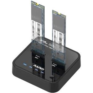 PCIe NVMe M 키 SSD용 MAIWO 클론 M.2 복제기, USB C에서 SSD 어댑터, 듀얼 베이 하드 드라이브 도킹 스테이션 리더(UASP 포함), 20Gbps C&A 케이블, 5V 3A 전원