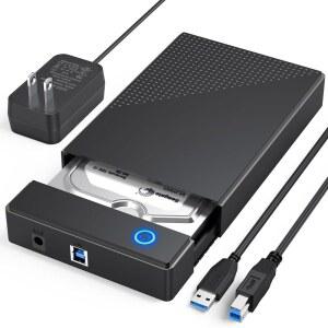 3.5 하드 드라이브 인클로저, USB 3.0 내장/외장 케이스 평평형 도크 스테이션(3.5/2.5인치 SATA HDD용) 최대 20TB 데이터 복구 키트 지원 UASP(12V 24W 전원 어댑터 포함)