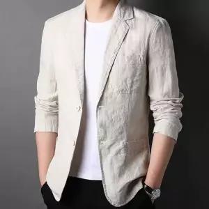 봄 여름 남성 리넨 정장 코트 캐주얼 정장 재킷